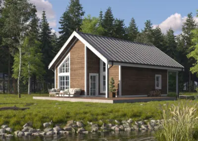 Fjord dom mieszkalny za miastem. Dom na zgłoszenie 70m2 zabudowy.